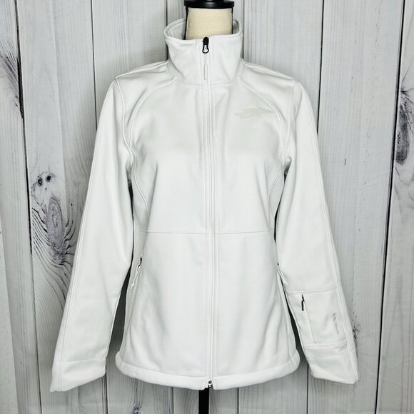 The North Face Women’s White Windwall Fleece Jacket Full Zip Long Sleeve Sz M - Picture 1 of 13